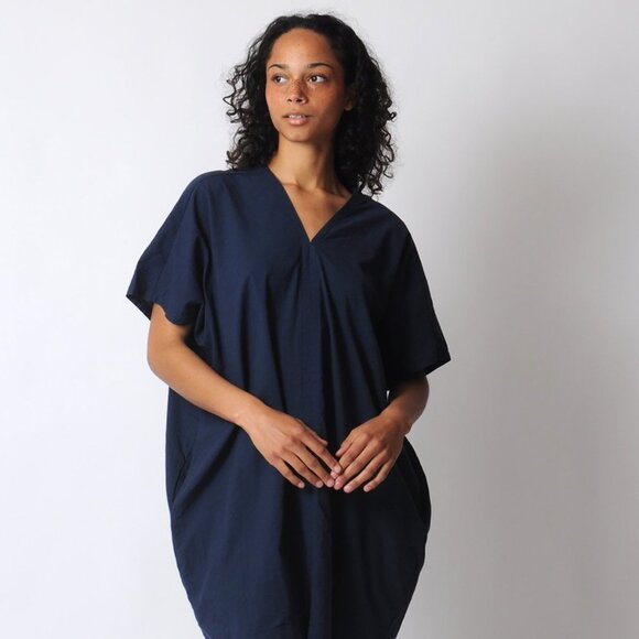 UZI Nyc brand Twill V-neck Cotton Dress - Picture 5 of 5